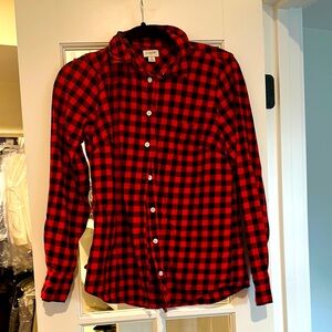 J. Crew Red and Black Buffalo Check Button Down Shirt Size Small